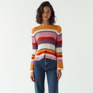 Pieces Colorful Striped Women's Sweater XS